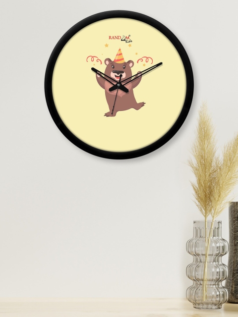

RANDOM Black & Yellow Dancing Bear Printed Analogue Contemporary Wall Clock