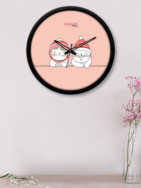 

RANDOM Peach-Coloured & Red Printed Contemporary Wall Clock