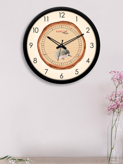

RANDOM Black & Cream-Coloured Wood Printed Analogue Contemporary Wall Clock