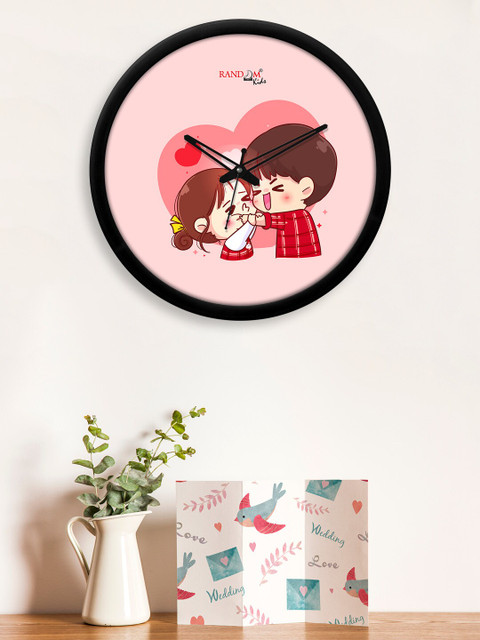 

RANDOM Pink & Red Printed Contemporary Wall Clock