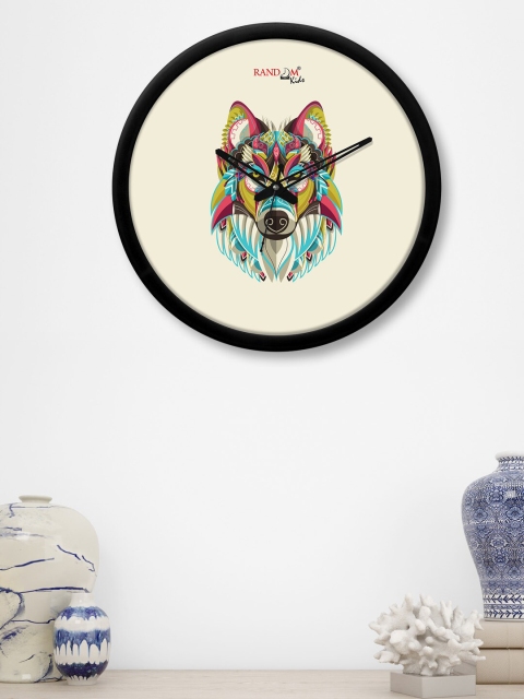 

RANDOM Sea Green & Black Printed Dog Printed Contemporary Wall Clock with Glass Frame