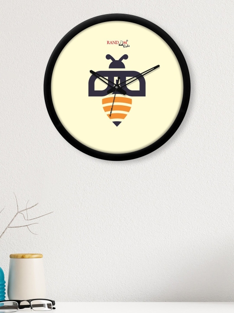 

RANDOM Black & Cream-Coloured Bee Printed Analogue Contemporary Wall Clock