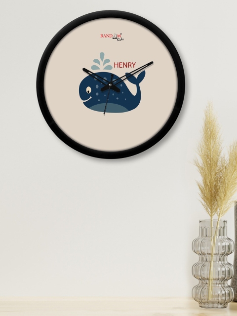 

RANDOM Beige & Navy Blue Blue Whale Printed Contemporary Wall Clock