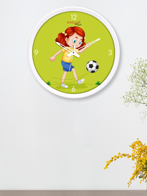 

RANDOM White & Green Playing Girl Printed Analogue Contemporary Wall Clock
