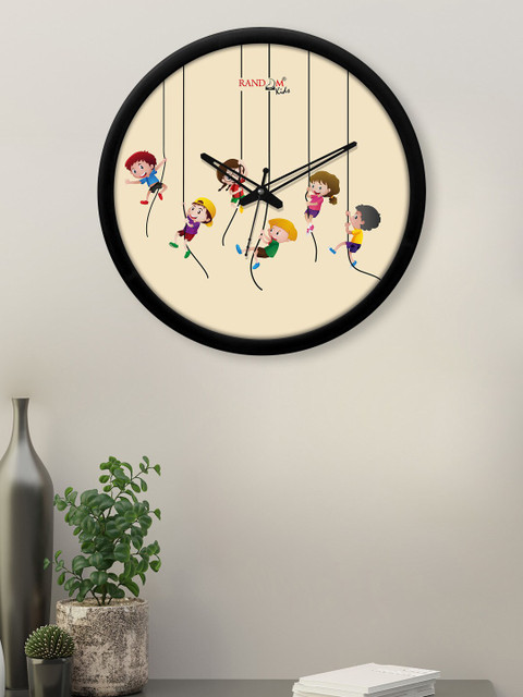 

RANDOM Black & Cream Climbing Kids Printed Analogue Contemporary Wall Clock