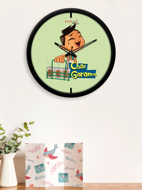

RANDOM Black & Lime Green Station Boy Printed Analogue Contemporary Wall Clock