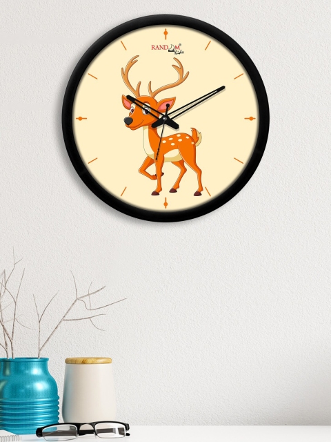 

RANDOM Cream-Coloured & Orange Deer Printed Contemporary Wall Clock