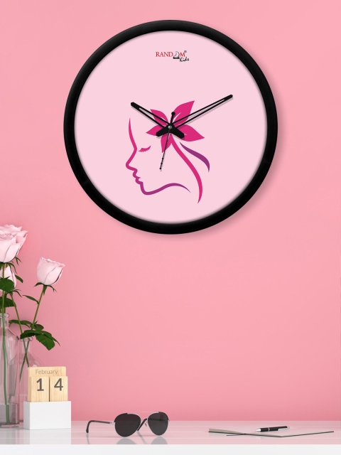 

RANDOM Pink & Red Girl Printed Contemporary Wall Clock