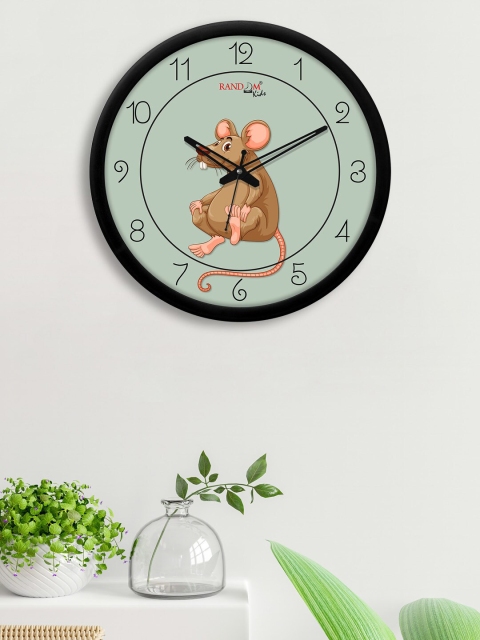 

RANDOM Black & Green Lazy Rat Printed Analogue Contemporary Wall Clock