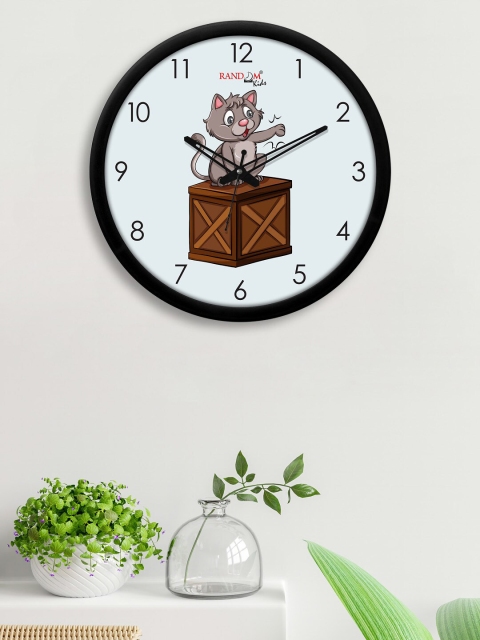 

RANDOM Off White & Grey Cat On Box Printed Contemporary Wall Clock