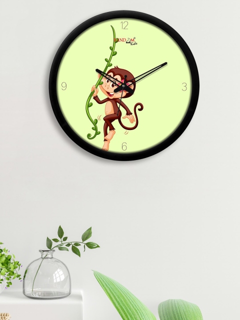 

RANDOM Black & Lime Green Playing Monkey Printed Analogue Contemporary Wall Clock