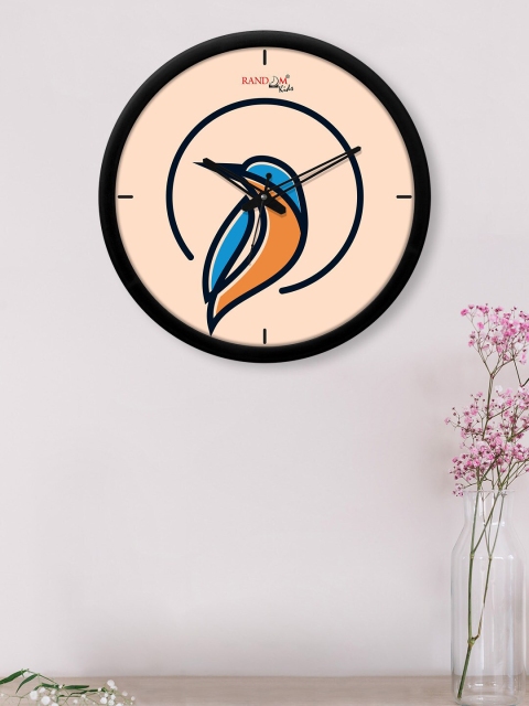 

RANDOM Beige & Blue Colourful Bird Printed Contemporary Wall Clock With Glass Frame