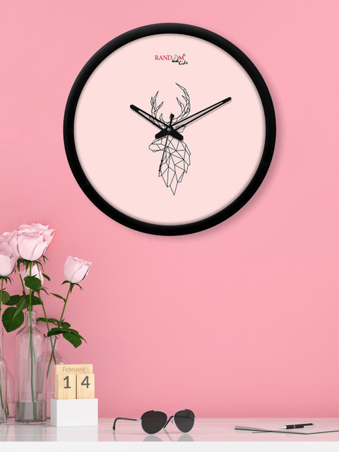 

RANDOM Pink & Black Printed Contemporary Wall Clock