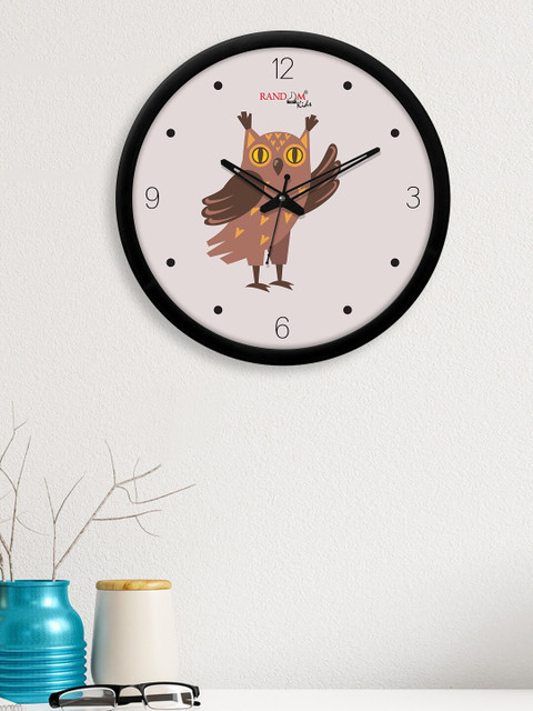 

RANDOM Black & Beige Flying Owl Printed Analogue Contemporary Wall Clock