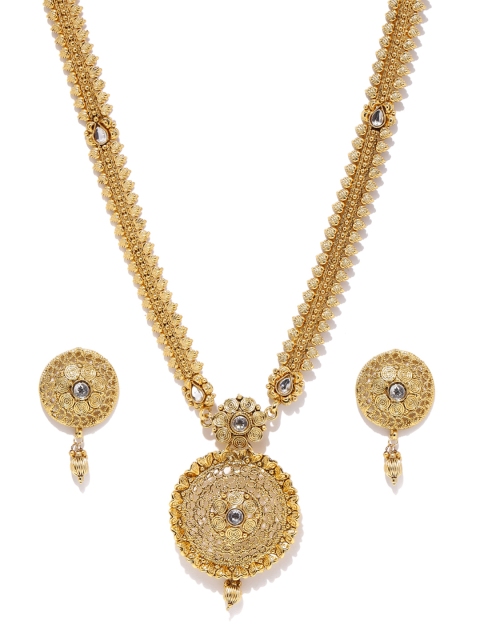

Zaveri Pearls Gold-Toned Filigree Embellished Jewellery Set