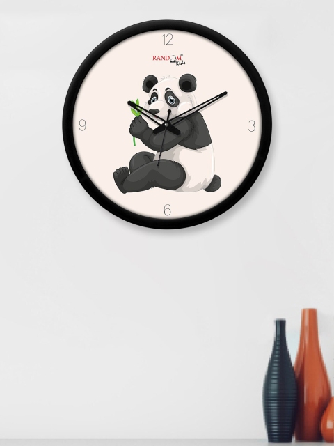 

RANDOM Off White & Grey Teddy Bear Printed Contemporary Wall Clock with Glass Frame