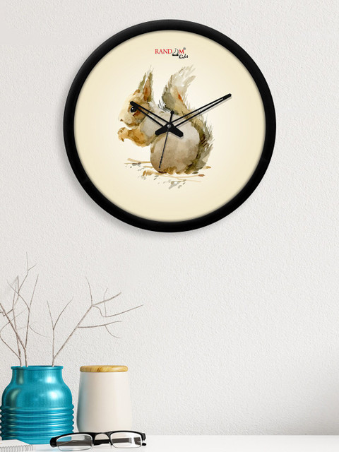 

RANDOM Black & Cream Squirrel Printed Analogue Contemporary Wall Clock