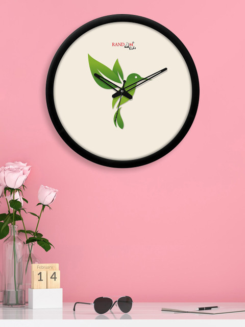 

RANDOM Off White & Green Printed Contemporary Wall Clock