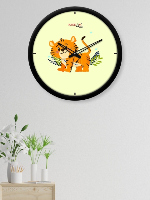 

RANDOM Lime Green & Orange Cat Printed Contemporary Wall Clock