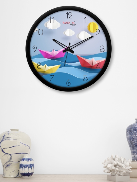 

RANDOM Turquoise Blue & Black Ship on Wave Printed Contemporary Wall Clock