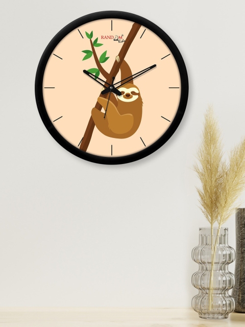

RANDOM Peach-Coloured & Coffee Brown Printed Analogue Wall Clock
