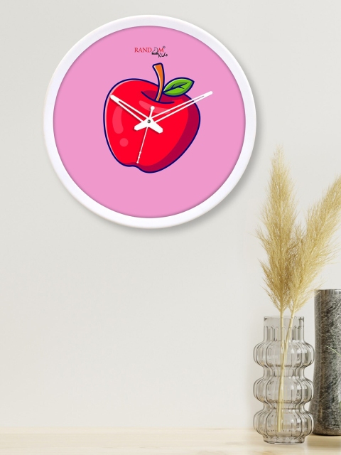 

RANDOM White & Pink Kashmiri Apple Printed Analogue Contemporary Wall Clock