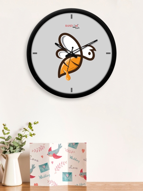 

RANDOM Grey & Orange Honey Bee Printed Contemporary Wall Clock