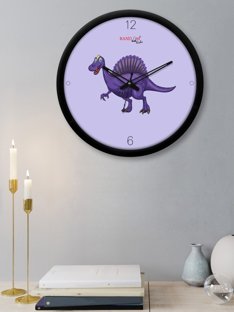 

RANDOM Purple & Blue Dinosaur Printed Contemporary Wall Clock with Glass Frame