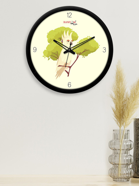 

RANDOM Black & Off White Hide Bird Printed Analogue Contemporary Wall Clock
