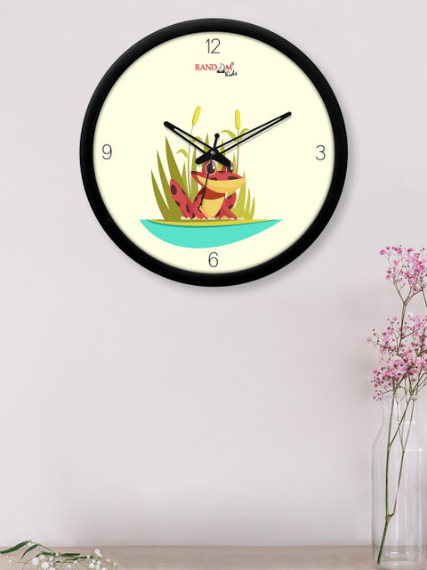 

RANDOM Cream-Coloured & Turquoise Blue Printed Contemporary Wall Clock