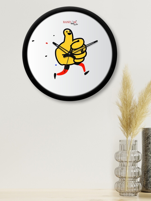 

RANDOM Off White & Yellow Laughing Thumb Printed Contemporary Wall Clock