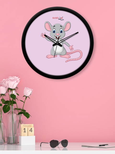 

RANDOM Black & Pink Muska Raja Printed Analogue Contemporary Wall Clock
