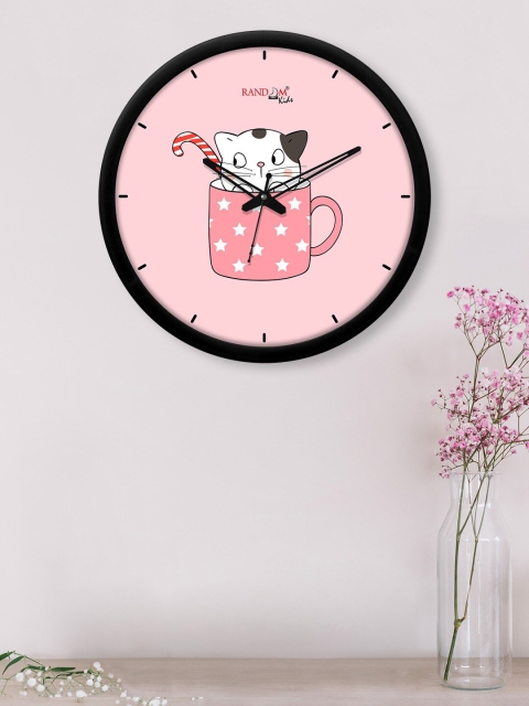 

RANDOM Black & Pink Cat in Cup Printed Analogue Contemporary Wall Clock