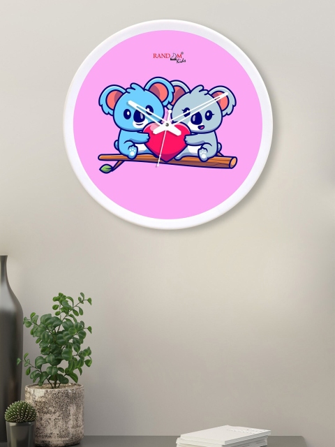 

RANDOM Pink & Turquoise Blue Hearts With Rabbit Printed Contemporary Wall Clock
