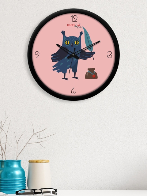 

RANDOM Black & Peach-Coloured Wing With Owl Printed Contemporary Wall Clock