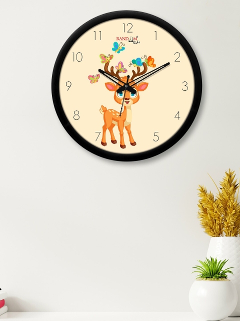 

RANDOM Cream-Coloured & Orange Deer Toys Printed Contemporary Wall Clock with Glass Frame