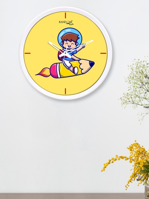 

RANDOM White & Yellow Flying Child Printed Analogue Contemporary Wall Clock