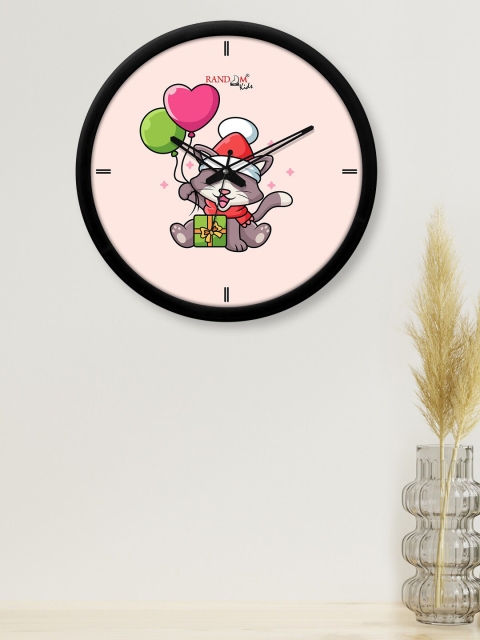 

RANDOM Multicoloured Cat With Balloons Printed Contemporary Wall Clock, Multi