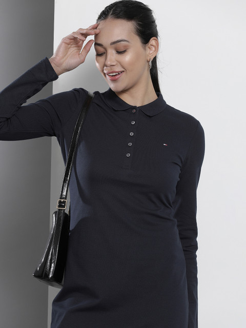 

Tommy Hilfiger Navy Blue Solid Slim Polo Dress