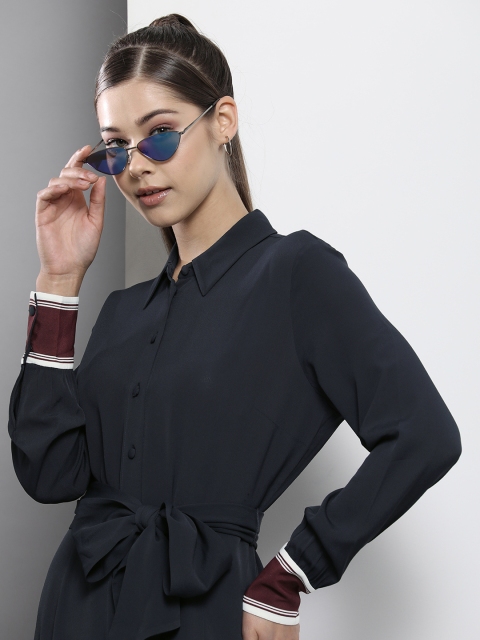 

Tommy Hilfiger Navy Blue Crepe Shirt Midi Dress