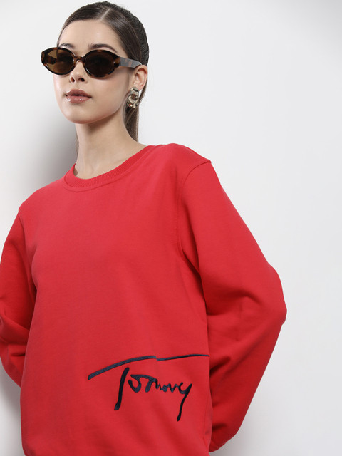 

Tommy Hilfiger Women Red Embroidered Organic Cotton Sweatshirt