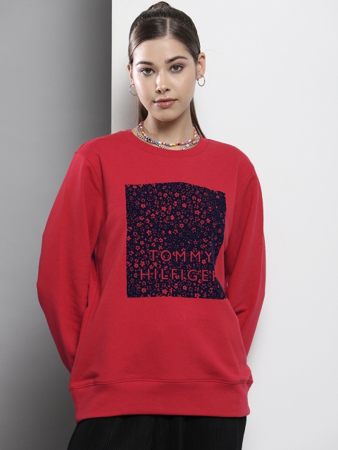 

Tommy Hilfiger Women Red Printed Sweatshirt