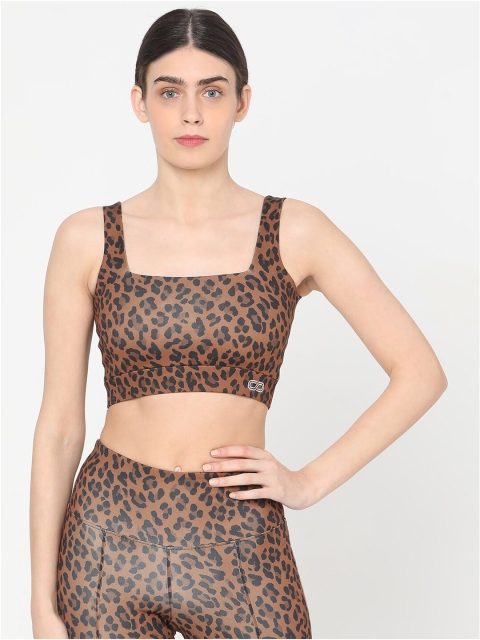 

Silvertraq Women Brown & Black Animal Print Workout Bra