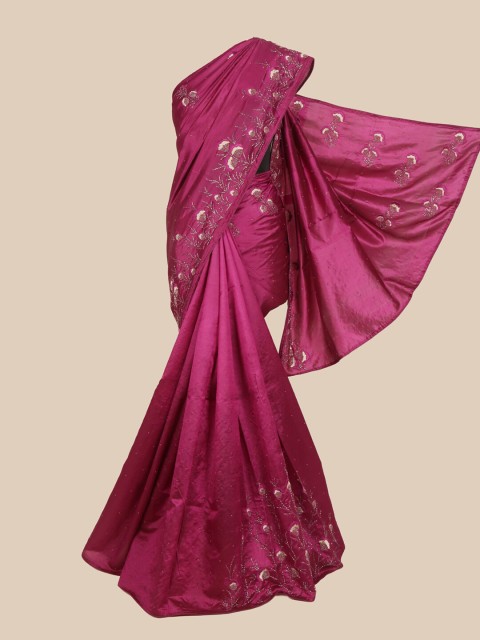

Pothys Purple Floral Beads and Stones Art Silk Saree