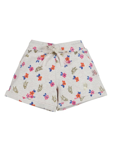 

PLUM TREE Girls Cream-Coloured & Pink Conversational Printed Pure Cotton Regular Shorts