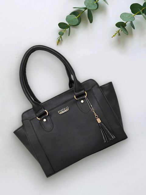 

Fostelo Women Black Structured Shoulder Bag with Tassels