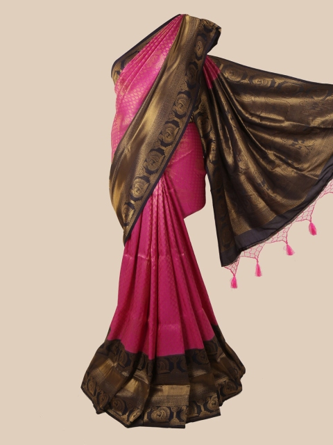 

Pothys Pink & Black Ethnic Motifs Zari Jute Silk Saree