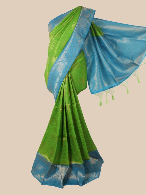 

Pothys Green & Blue Ethnic Motifs Zari Jute Silk Saree