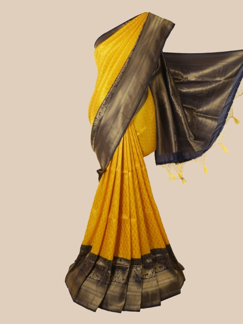 

Pothys Yellow Ethnic Motifs Zari Jute Silk Saree