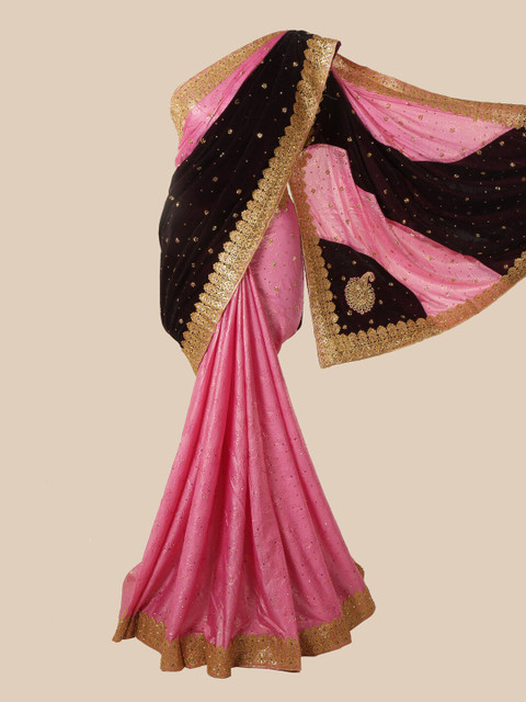 

Pothys Pink & Maroon Embellished Beads and Stones Saree